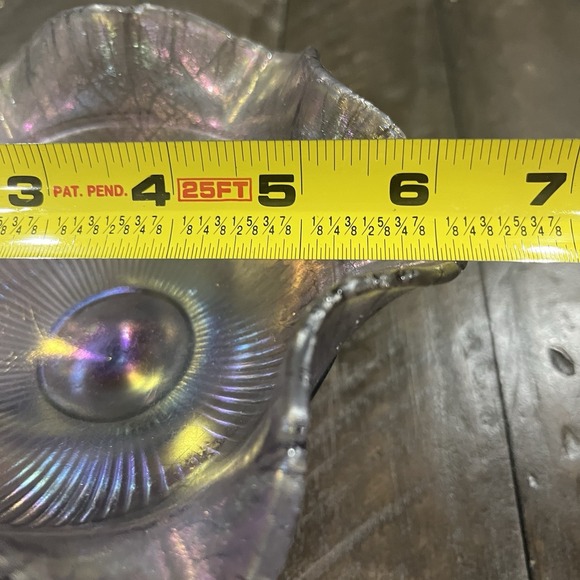 Fenton Amethyst Satin Iridescent Stretch‎ Glass Compote Ruffle Purple Candy Dish - Picture 9 of 10